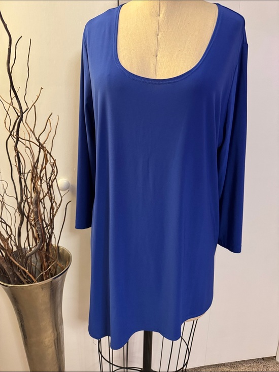 Slinky Brand Tops - Slinky Brand Scoop Neck royal blue Tunic Top